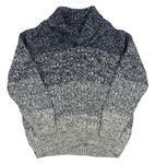 Tmavomodro-smotanový melírovaný vzorovaný sveter George