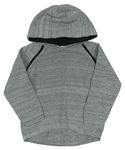 Sivý melírovaný sveter s čiernymi pruhmi a kapucňou F&F