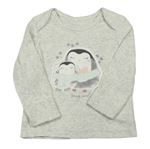 Sivé melírované pyžamové tričko s tučňáky George
