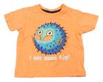 Neónově oranžové melírované tričko s mořským ježkom Dopodopo
