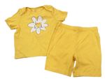 2set - Žlté tričko s kvietkovanou + kraťasy F&F