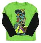 Zeleno-čierne tričko so Zombie F&F