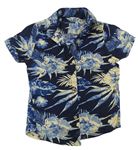 Tmaovmdoro-béžovo-modrá kvetovaná košeľa Next