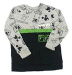 Sivo-čierno-zelené pyžamové tričko s Minecraft George