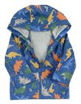 Modrá nepromokavá jarná bunda s kapucňou a dinosaurami Tu