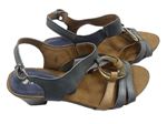 Dámské béžovo-modré kožené páskové sandály na podpatku Caprice vel. 38