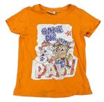 Oranžové tričko s překlápěcími flitre s PAW PATROL nickelodeon