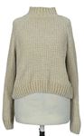Dámsky béžový žinylkový crop sveter H&M