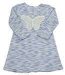 Světlemodro-biele melírované šaty s motýlkom Primark