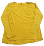 Horčicové melírované tričko s madeirou a vreckom YIGGA