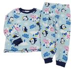 Svetlomodré plyšové pyžama s Tomíkem a tučňáky