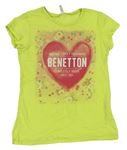 Neónově žlté tričko so srdcem Benetton