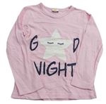 Svetloružové pyžamové tričko s nápisom a hviezdou kids