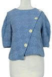 Dámsky modrý vzorovaný crop sveter s gombíky Zara