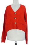 Dámsky červený vzorovaný prepínaci crop sveter Zara