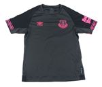 Tmavosivé športové funkčné tričko s ružovymi nápisy a logom Umbro