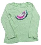 Svetlozelené bodkovaná é melírované tričko s melounem z překlápěcích flitrů Topolino