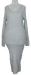 Dámske sivé rebrované midi šaty Primark