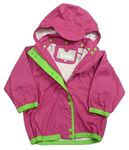 Ružovo-zelená nepromokavá bunda s odopínacíá kapucňou Kozi kidz