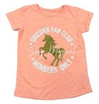 Neónově ružové tričko s nápismi a jednorožcom Primark
