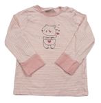 Ružovo-biele pruhované tričko s medvedíkom Topomini