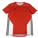 Červeno-biele športové tričko s logom Adidas