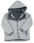 Tmavošedo-sivá melírovaná šušťáková zimná bunda s kapucňou Alive