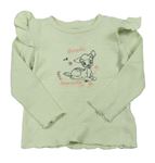 Zelenkavé rebrované tričko s Bambima volániky Disney