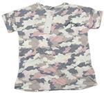 Sědo-bielo-ružové army tričko F&F