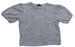 Sivé melírované rebrované úpletové tričko s nápisom New Look
