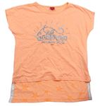 Neónově oranžové tričko s nápismi S. Oliver