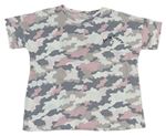 Bielo-sivo-ružové army tričko s nápisom F&F