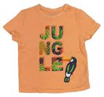 Oranžové tričko s nápismi a tukanom Primark