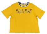 Žlté crop tričko s nápisom Candy couture