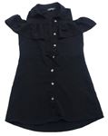 Čierne prepínaci košeľové šaty s volánikom a volnými rameny PRIMARK