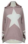 Dámsky ružový sveter s hviezdičkou a kapucňou F&F