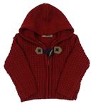 Červený vzorovaný prepínaci sveter s kapucňou