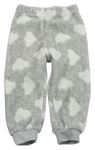 Sivo-biele melírované chlpaté pyžamové nohavice s obláčikmi  PRIMARK