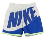 Bielo-cobaltovoě modré šušťákové športové kraťasy s logom Nike