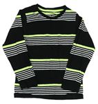 Čierno-bielo-neónově zelené pruhované tričko Matalan