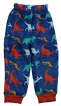 Modré chlpaté pyžamové nohavice s dinosaurami Jeff&Co