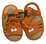 Oranžové koženkové sandály s tigrom F&F vel. 17