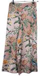 Dámske svetloružové kvetované saténové culottes nohavice s vtáčky Asos