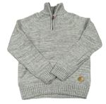 Sivý melírovaný sveter s nášivkou H&M