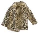 Hnědý chlupatý kabát s leopardím vzorem zn. Yd.