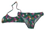 Zeleno-farebné kvetované dvoudílné plavky