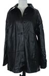 Dámska čierna koženková košeľová bunda Shein