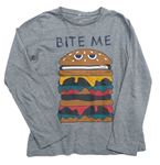 Sivé tričko s hamburgerem a nápisom Name it
