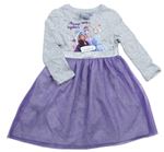 Sivo-fialové šaty s tylovou sukní - Ledové království Disney