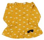 Žlté vzorované tričko s deštníky